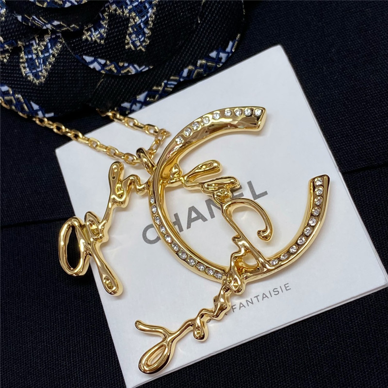 Ch**el rhinestone irregular necklace