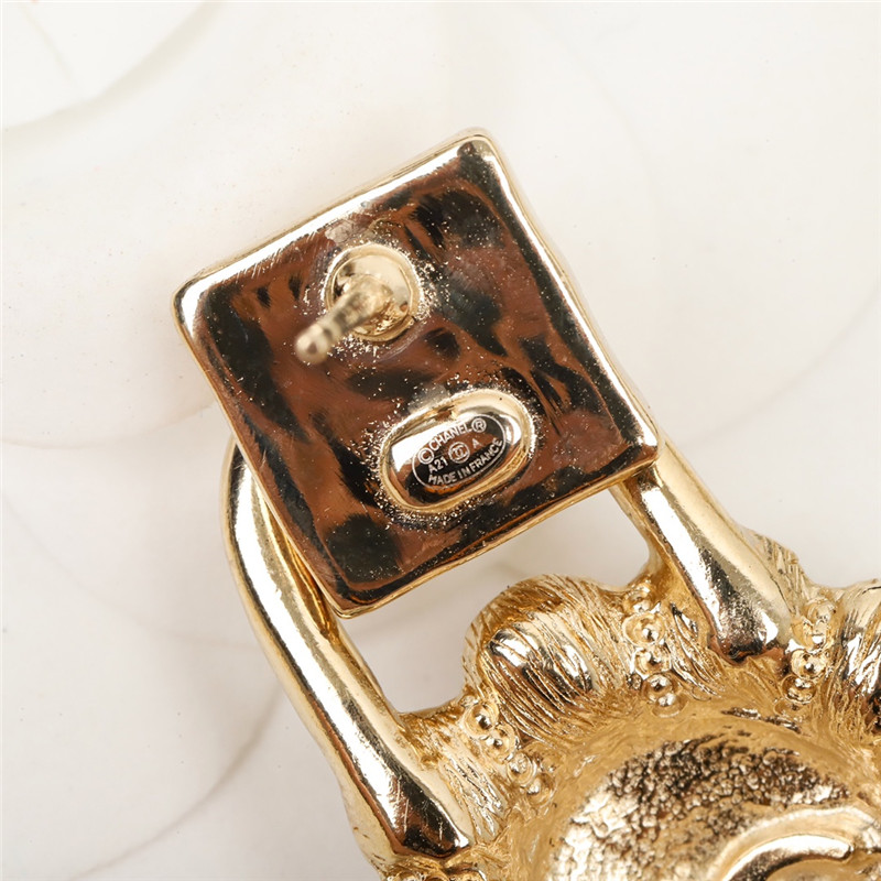 Ch**el handmade pearl double c stud earrings