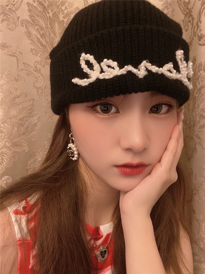 Ch**el handmade pearl double c stud earrings