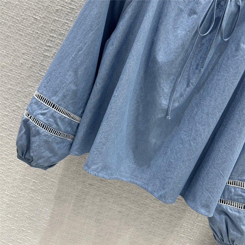 Chloé drawstring one-shoulder denim blue top replica clothing