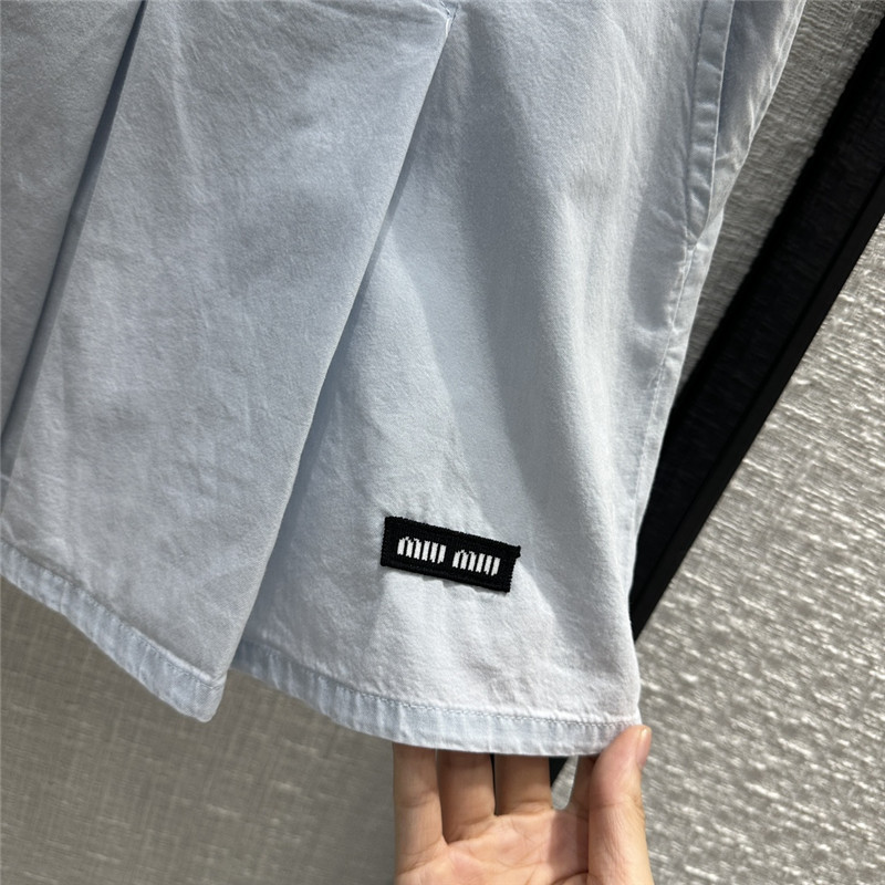 Miu Miu Light Blue Pleated Denim Miniskirt