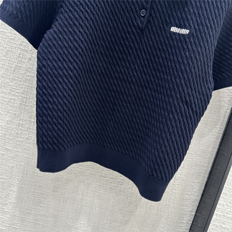 M1um1u contrast stripe cable knit polo top replica clothes