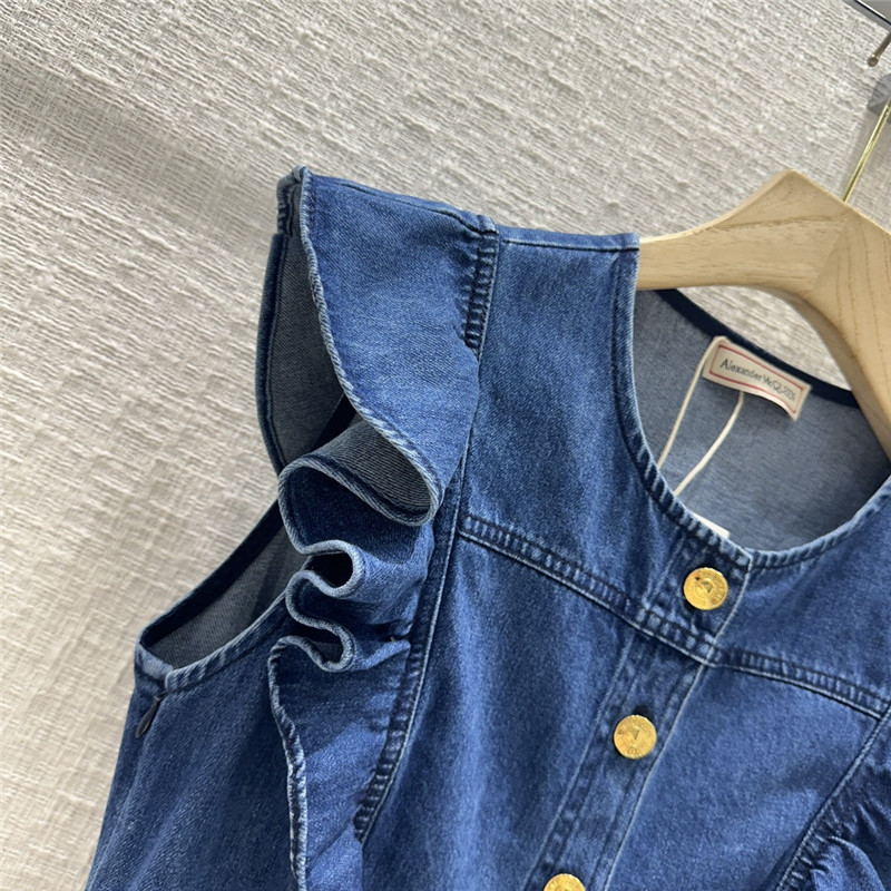 a1exa*der Mcqv*en sleeveless denim dress replica clothing