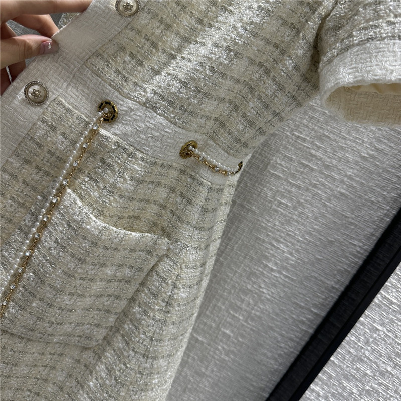 Ch**el woven plaid tweed jacket dress replica clothing