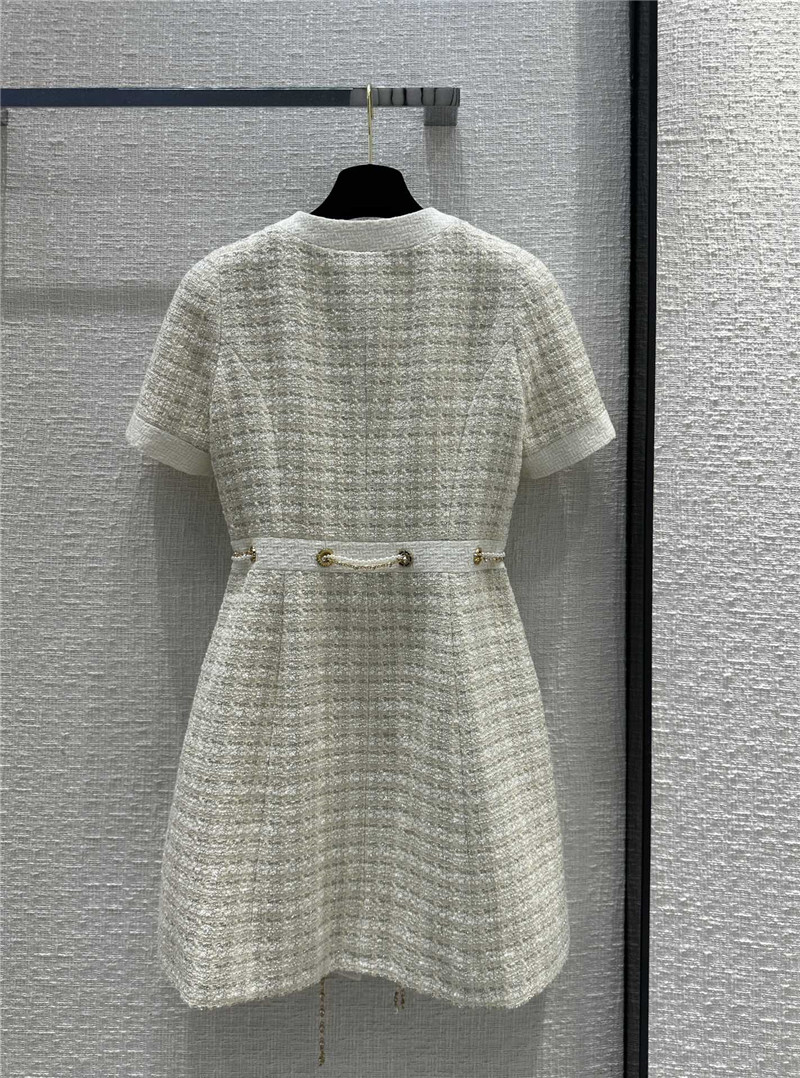 Ch**el woven plaid tweed jacket dress replica clothing