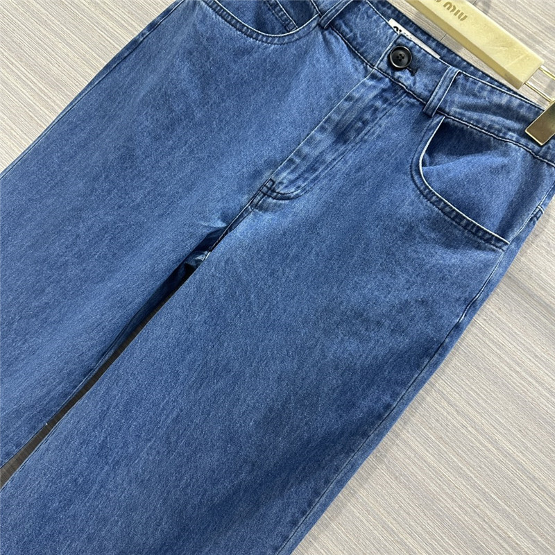 M1um1u soft denim mid-low-rise straight pants replica clothing