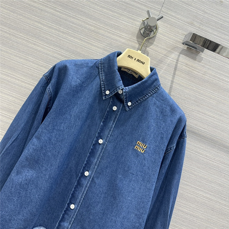 M1um1u soft denim short shirt replica clothing