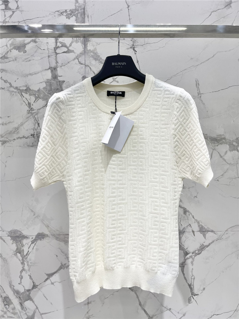 Balmain hollow round neck short sleeve replicas clothes