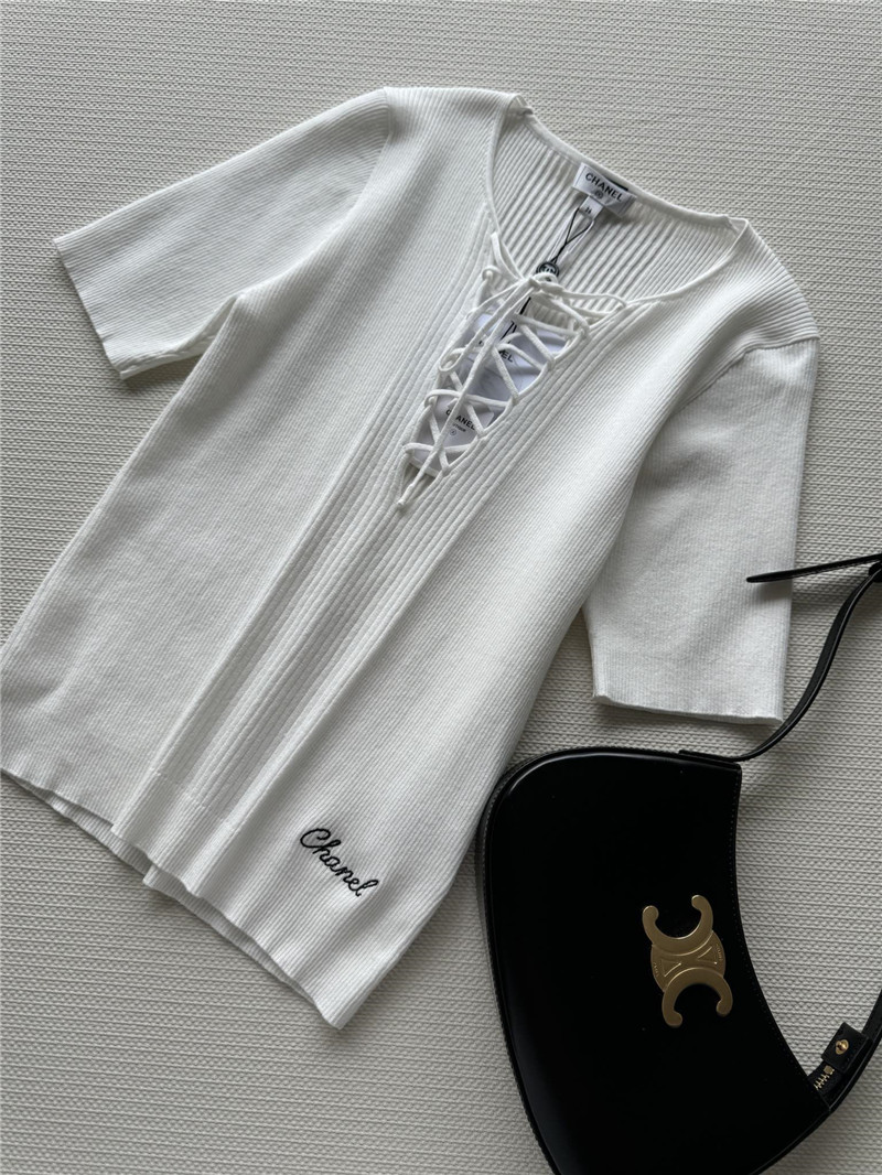 Ch**el lace up short sleeve replica clothing sites