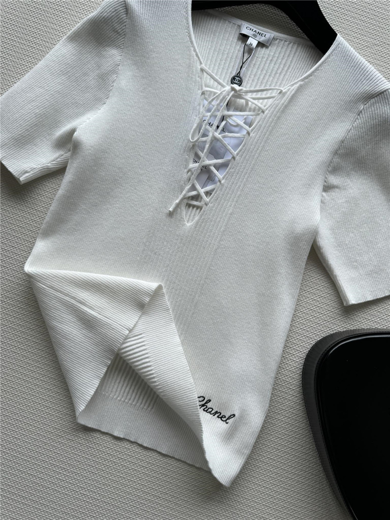 Ch**el lace up short sleeve replica clothing sites