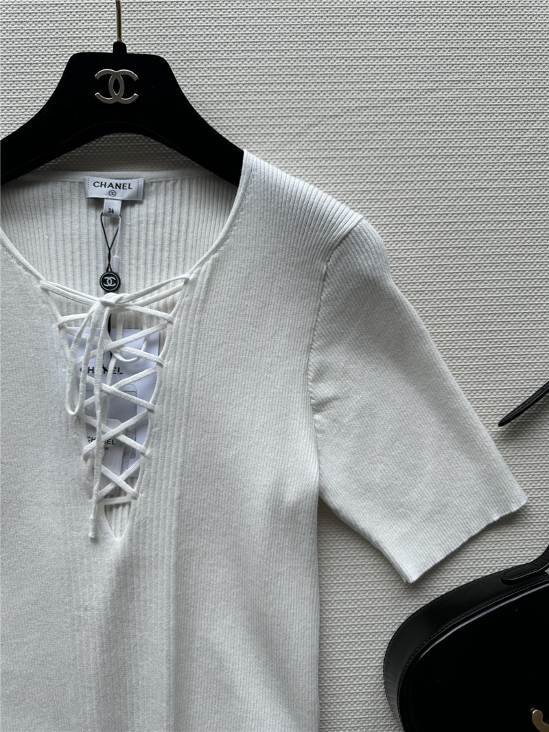 Ch**el lace up short sleeve replica clothing sites