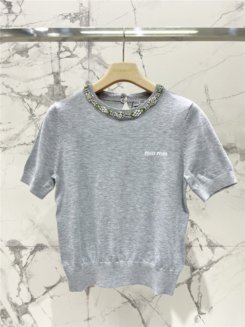 Miu Miu Sequin-embellished Short-sleeve Top