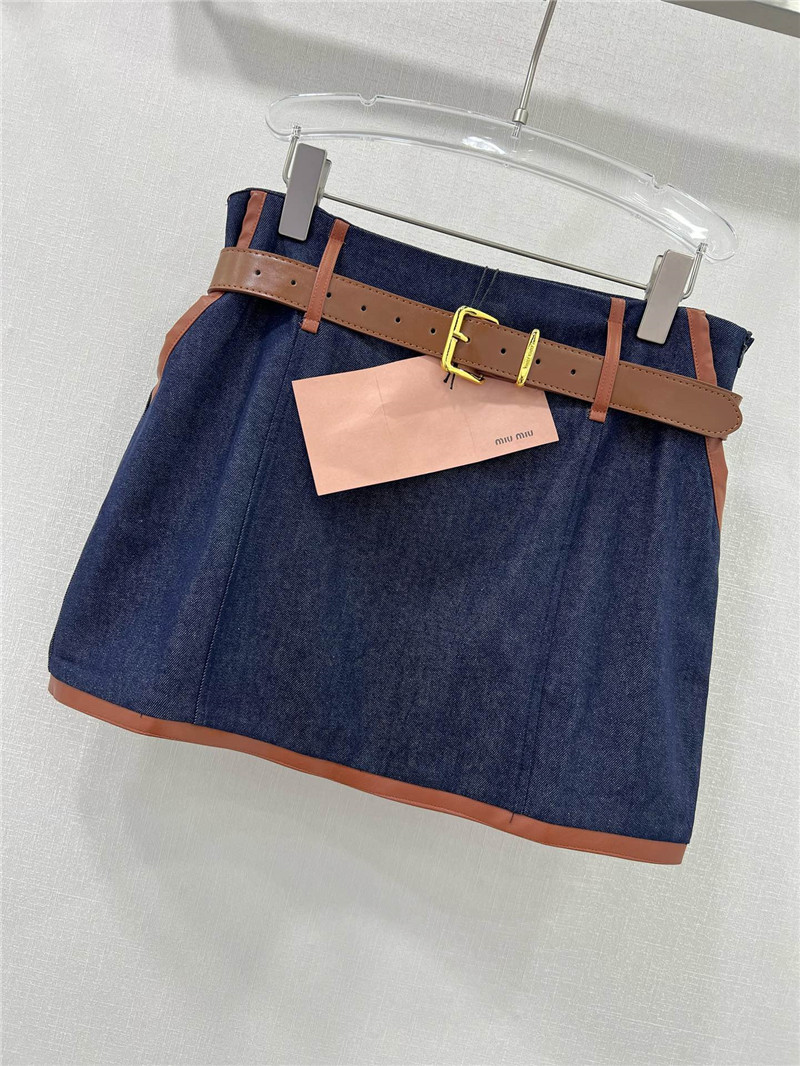 M1um1u patchwork leather skirt replica designer clothes