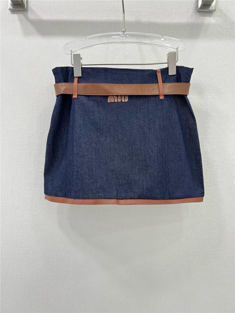 M1um1u patchwork leather skirt replica designer clothes