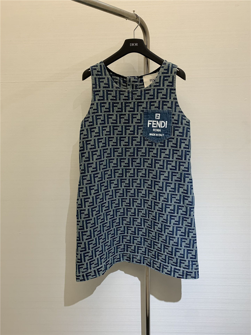 F**di presbyopic letter denim jacquard sundress replica clothing