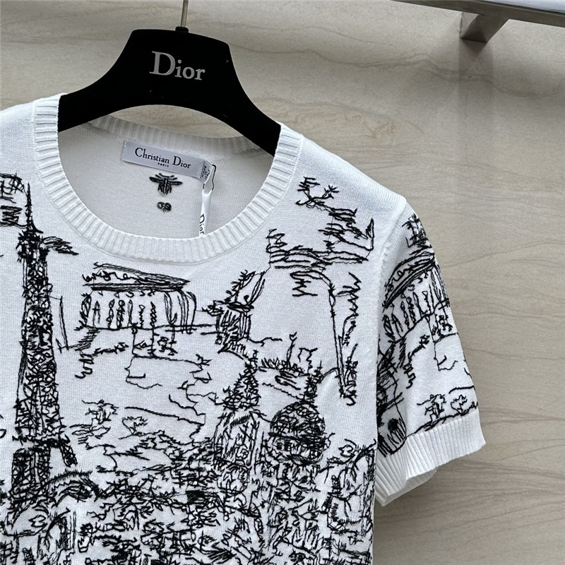 D10r graffiti embroidered short-sleeved top replica clothing