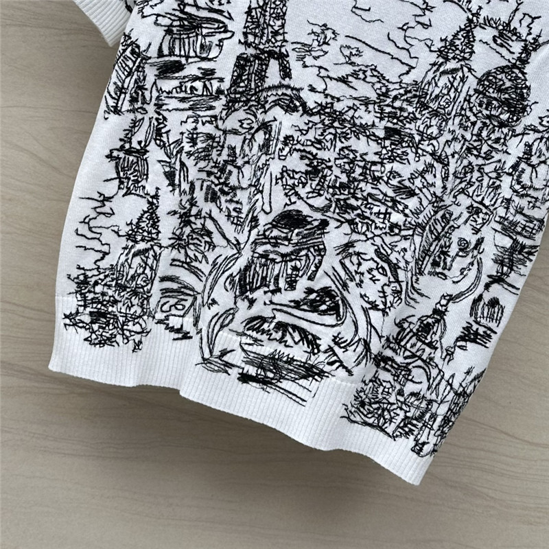 D10r graffiti embroidered short-sleeved top replica clothing