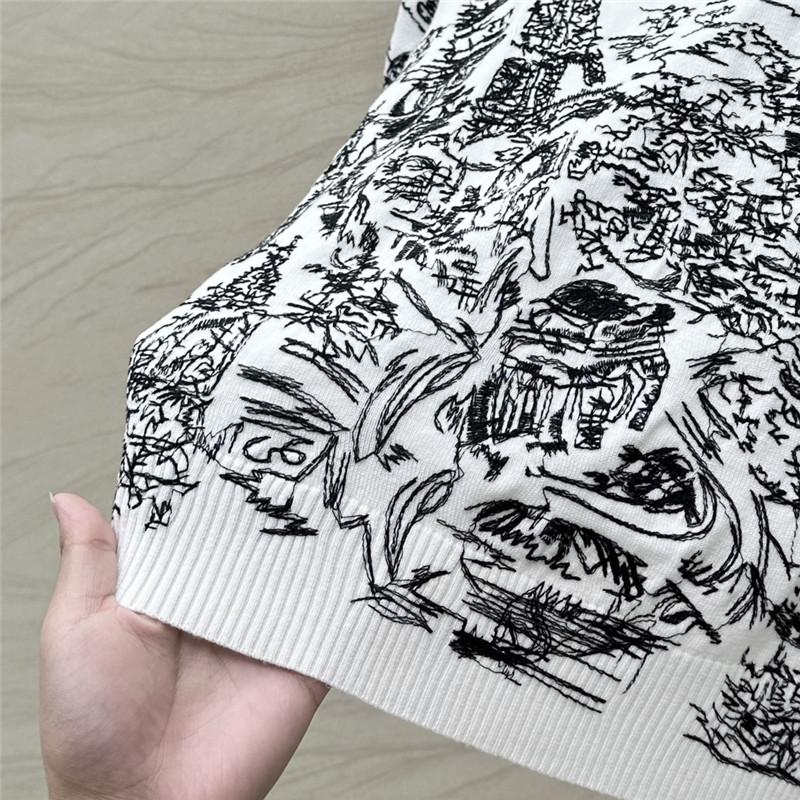 D10r graffiti embroidered short-sleeved top replica clothing