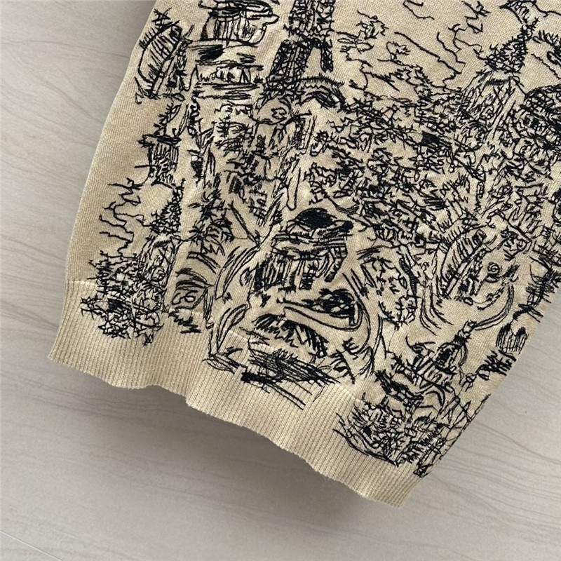 D10r graffiti embroidered short-sleeved top replica clothing