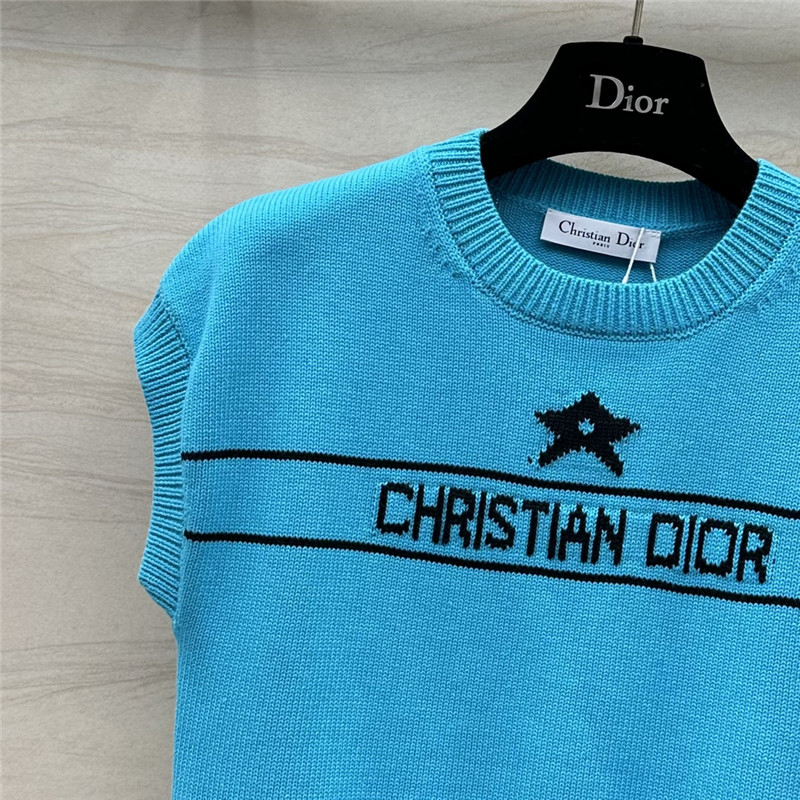 D10r logo sleeveless knit top in blue