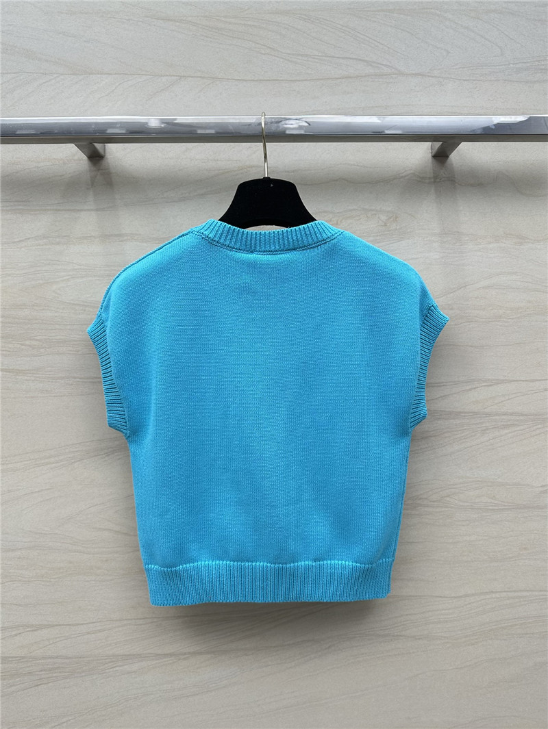D10r logo sleeveless knit top in blue