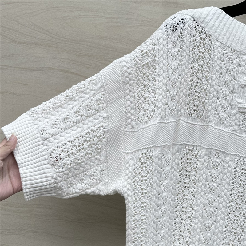 Ch**el logo wool short sleeve sweater in white