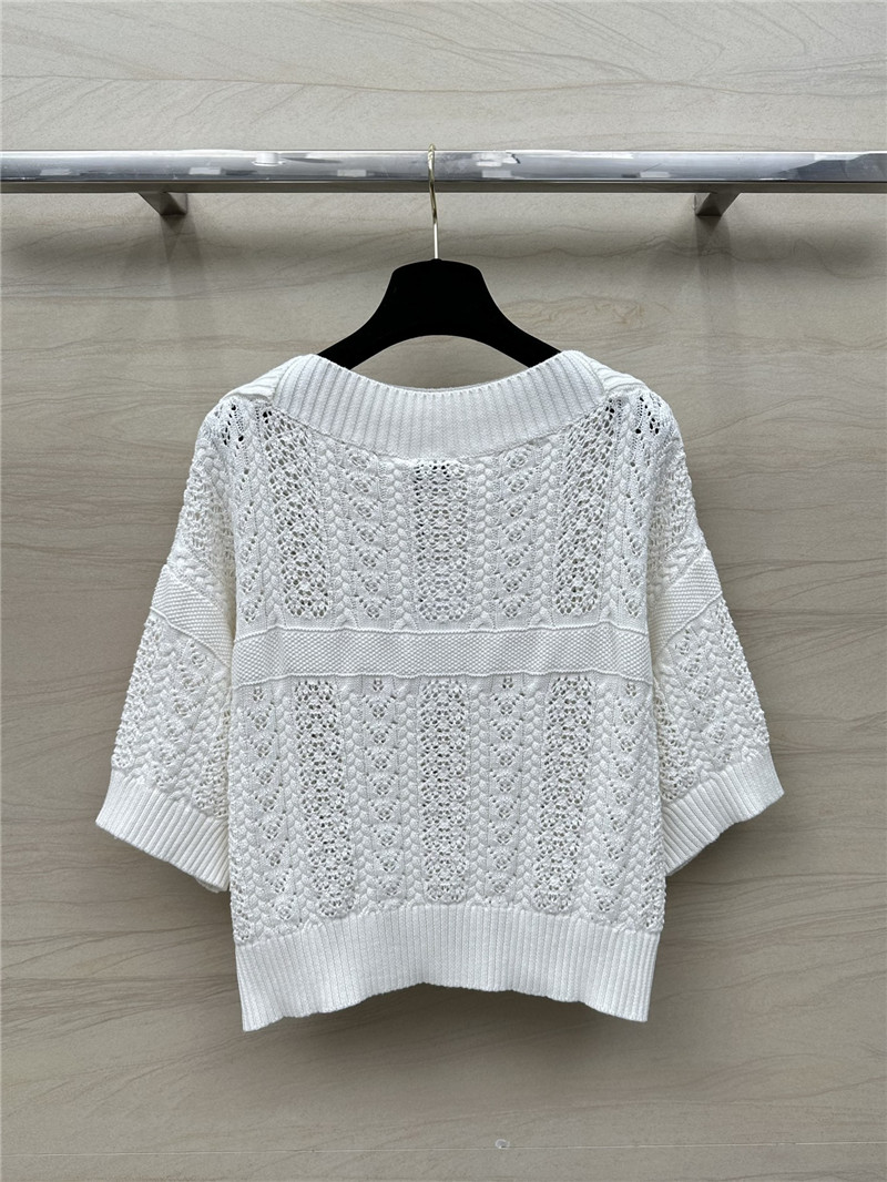 Ch**el logo wool short sleeve sweater in white