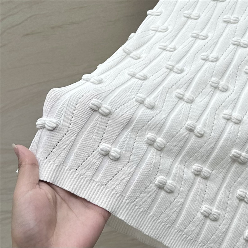 Ch**el embossed bow knitted top replica clothes