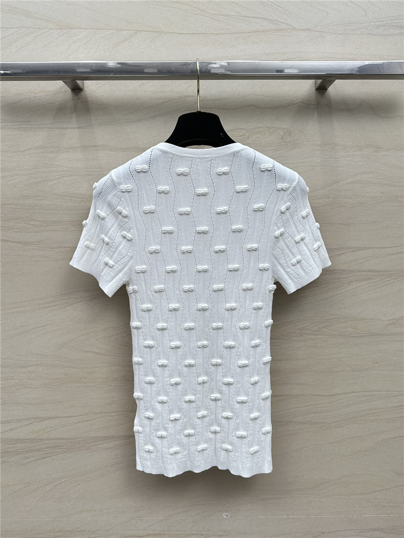 Ch**el embossed bow knitted top replica clothes