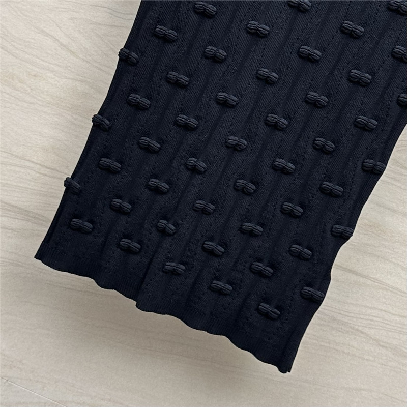 Ch**el embossed bow knitted top replica clothes