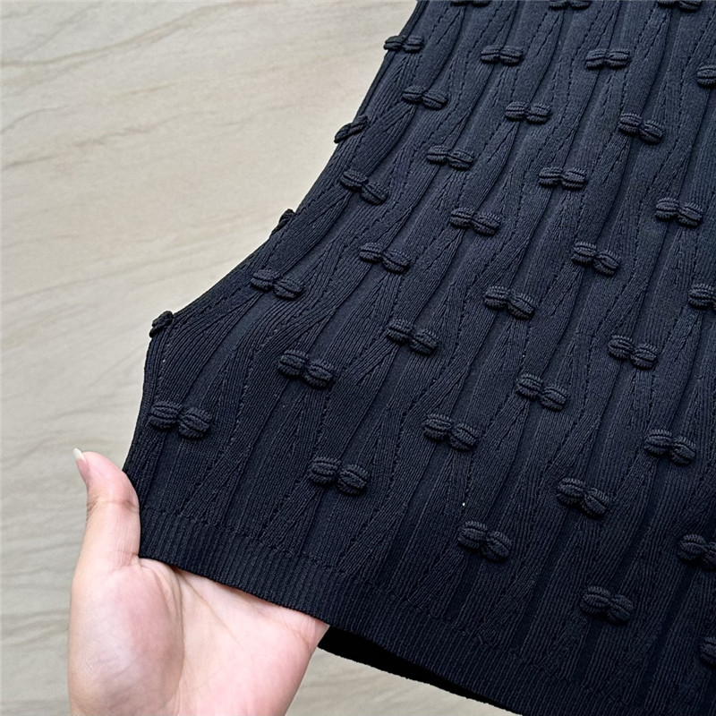 Ch**el embossed bow knitted top replica clothes