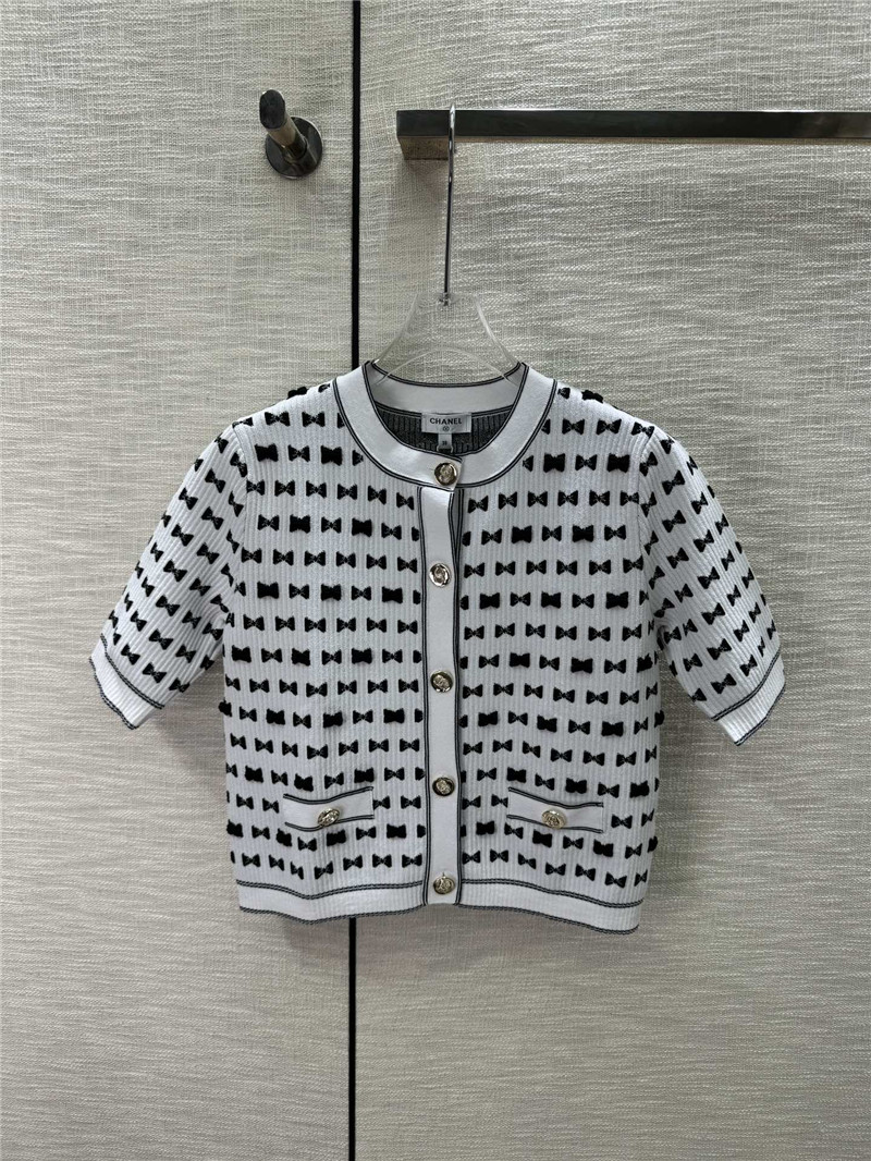 Ch**el jacquard short sleeve cardigan