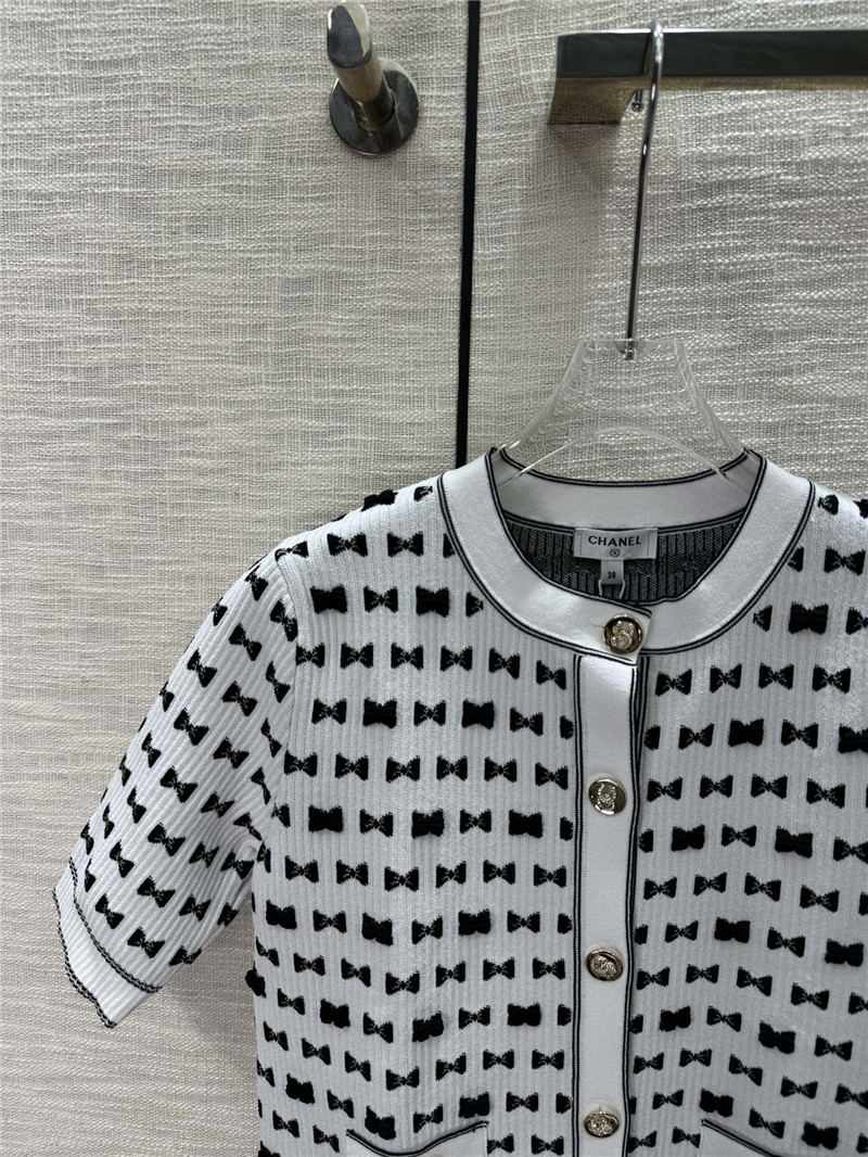 Ch**el jacquard short sleeve cardigan