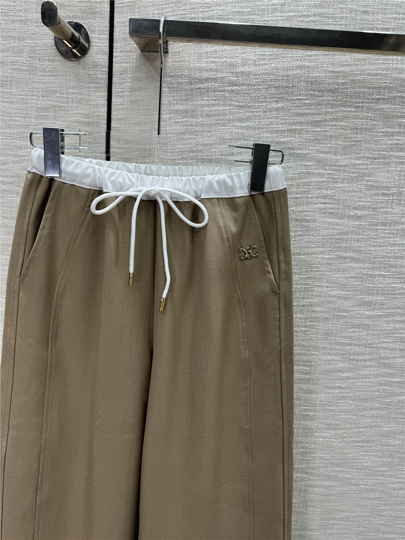 Ce1i*e brown wide-leg drawstring pants