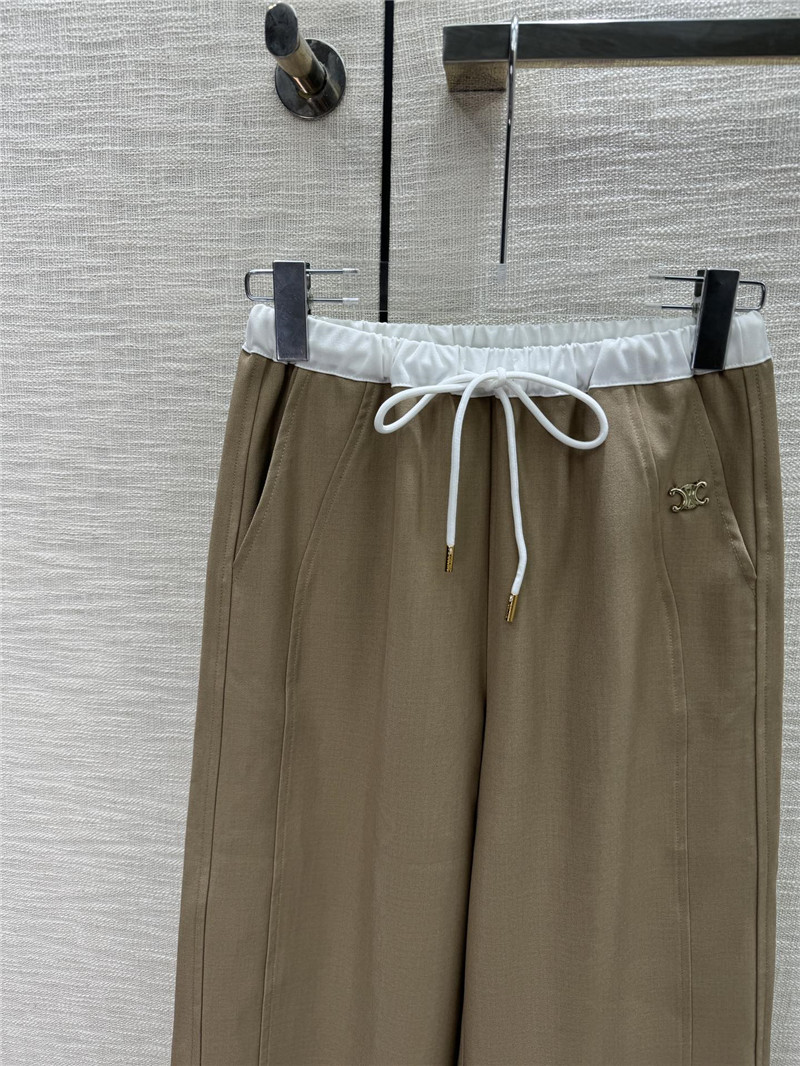 Ce1i*e brown wide-leg drawstring pants