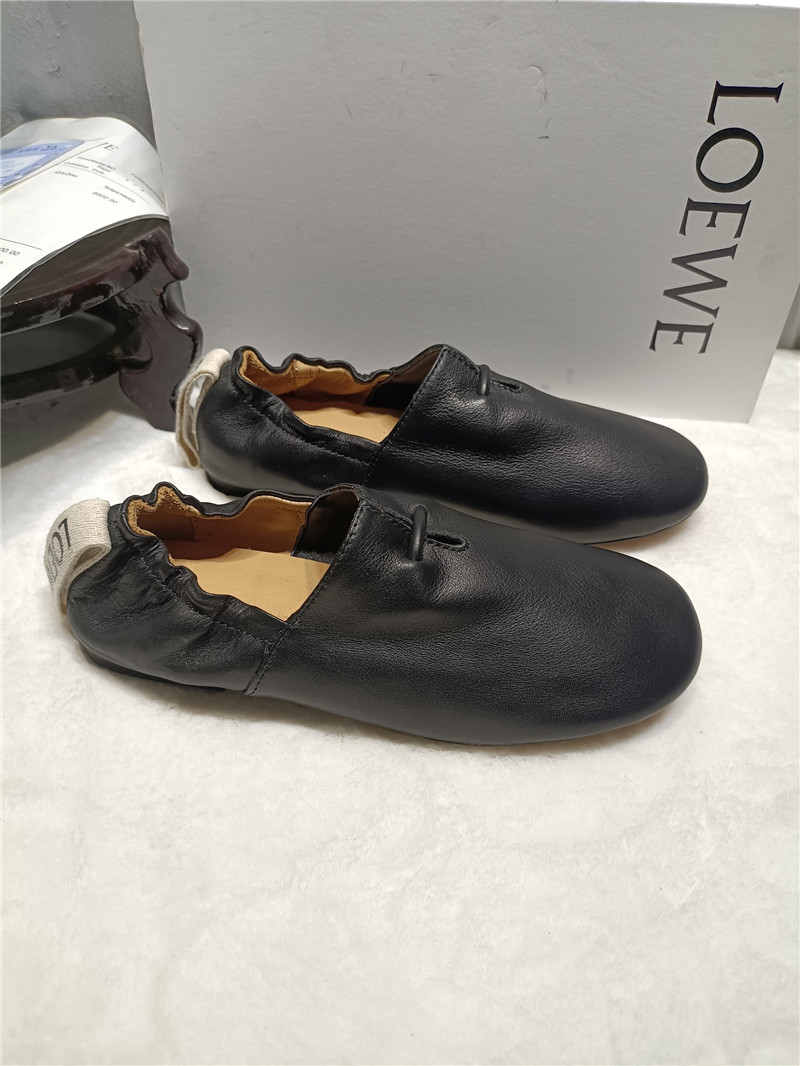 L0ew* black leather ballet flats