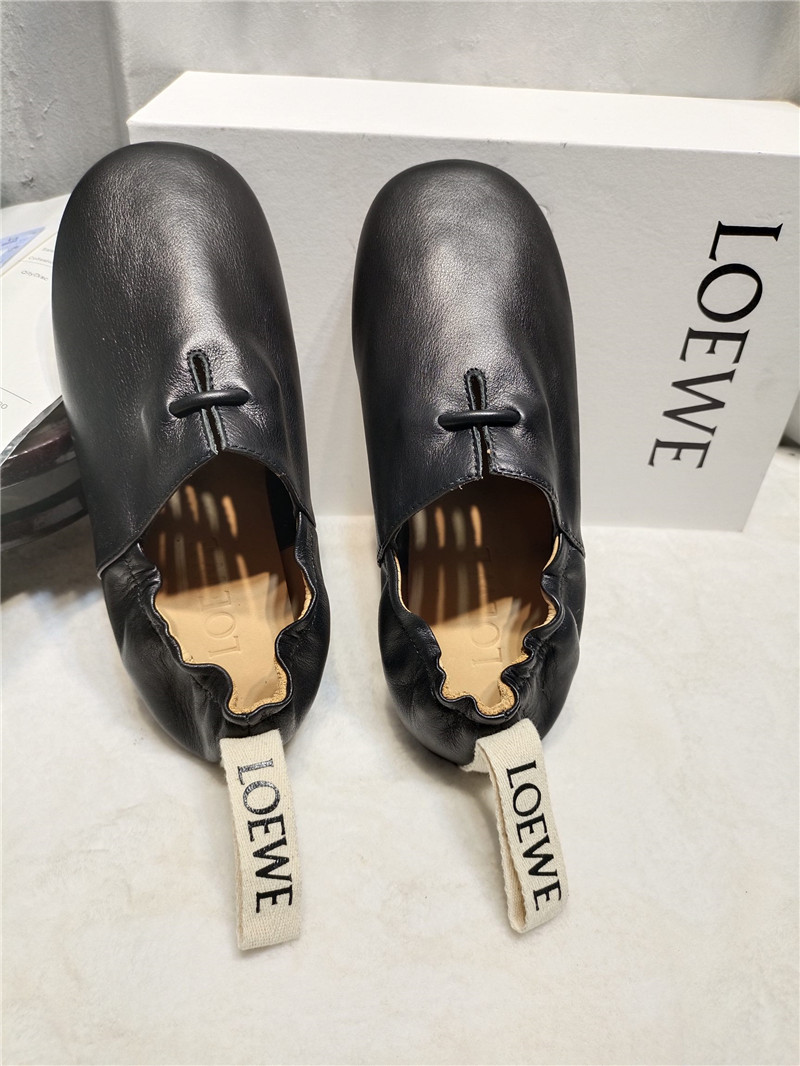 L0ew* black leather ballet flats
