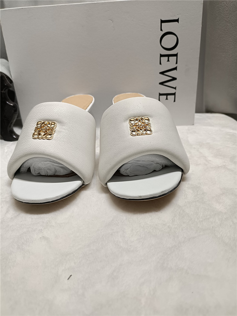 L0ew* anagram medallion kitten-heel mules in white