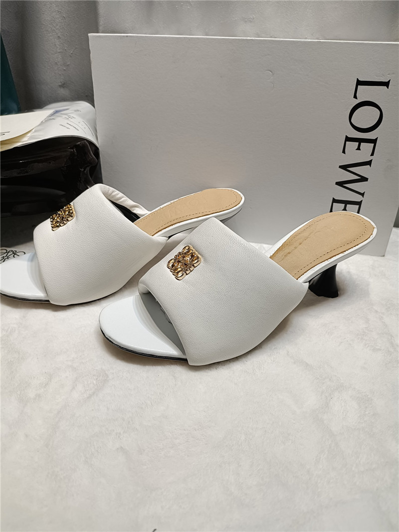 L0ew* anagram medallion kitten-heel mules in white