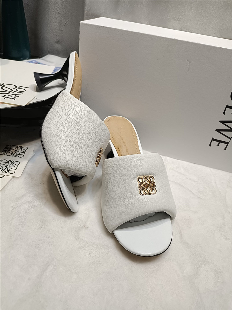 L0ew* anagram medallion kitten-heel mules in white