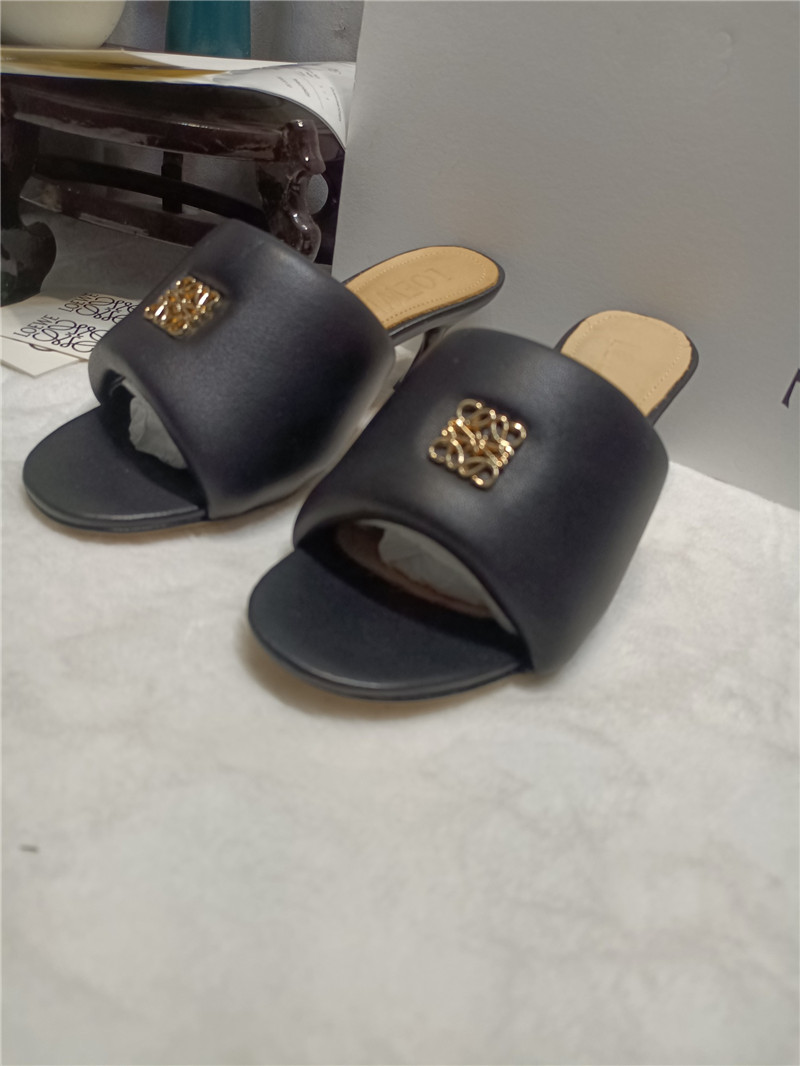 L0ew* anagram medallion kitten-heel mules in black
