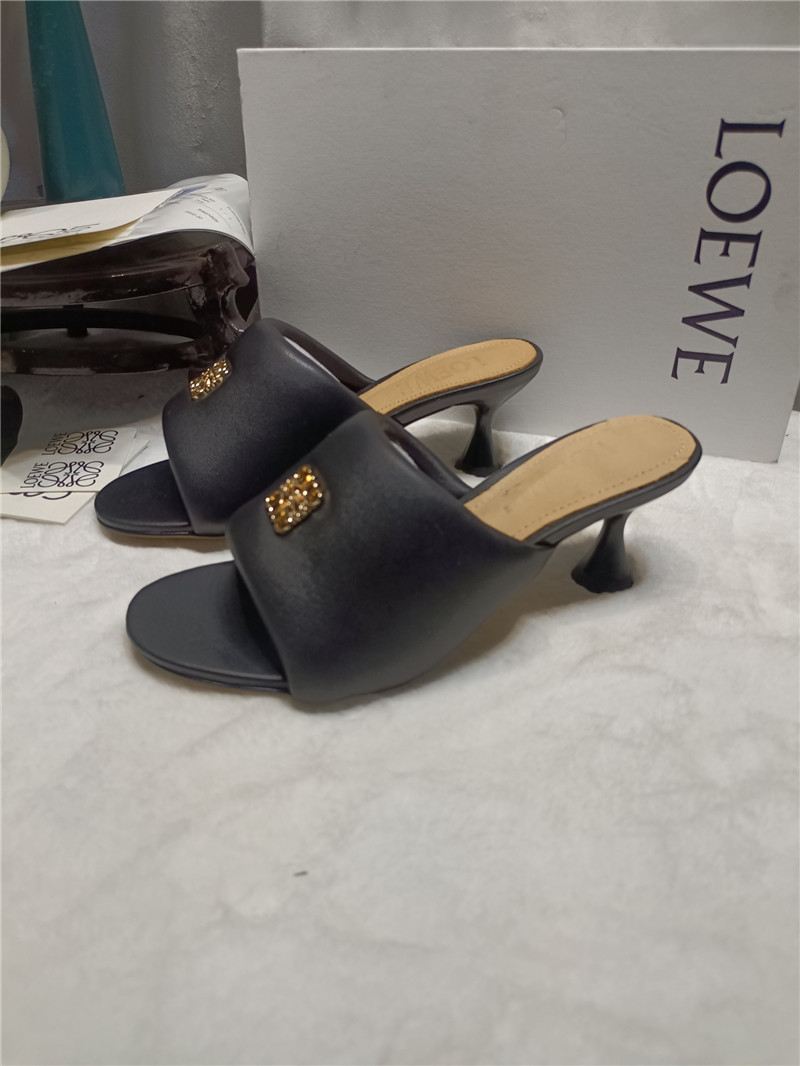 L0ew* anagram medallion kitten-heel mules in black