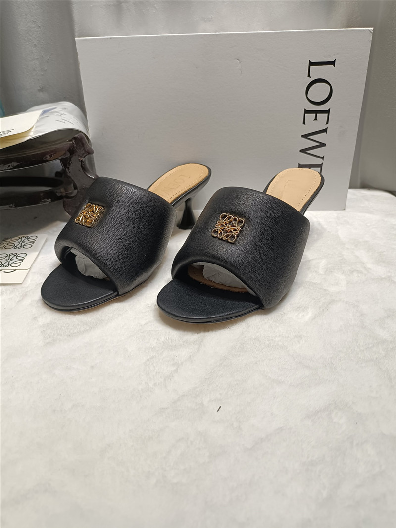 L0ew* anagram medallion kitten-heel mules in black