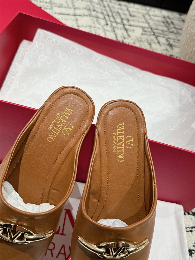 Va1e*ntin0 garavani vlogo signature leather mules in brown