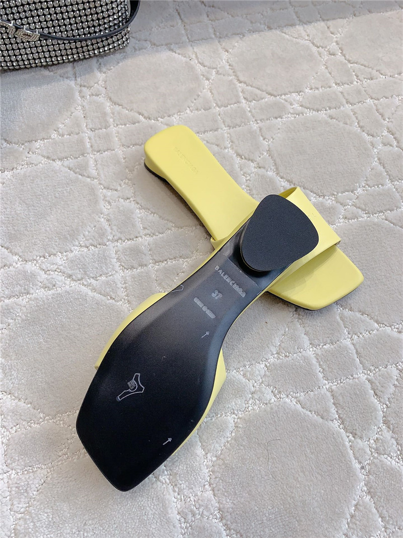 Ba1en*iaga duty free leather logo slide sandals in yellow