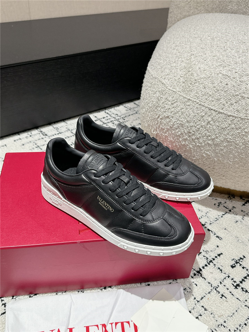 Va1e*ntin0 black leather lace-up sneakers