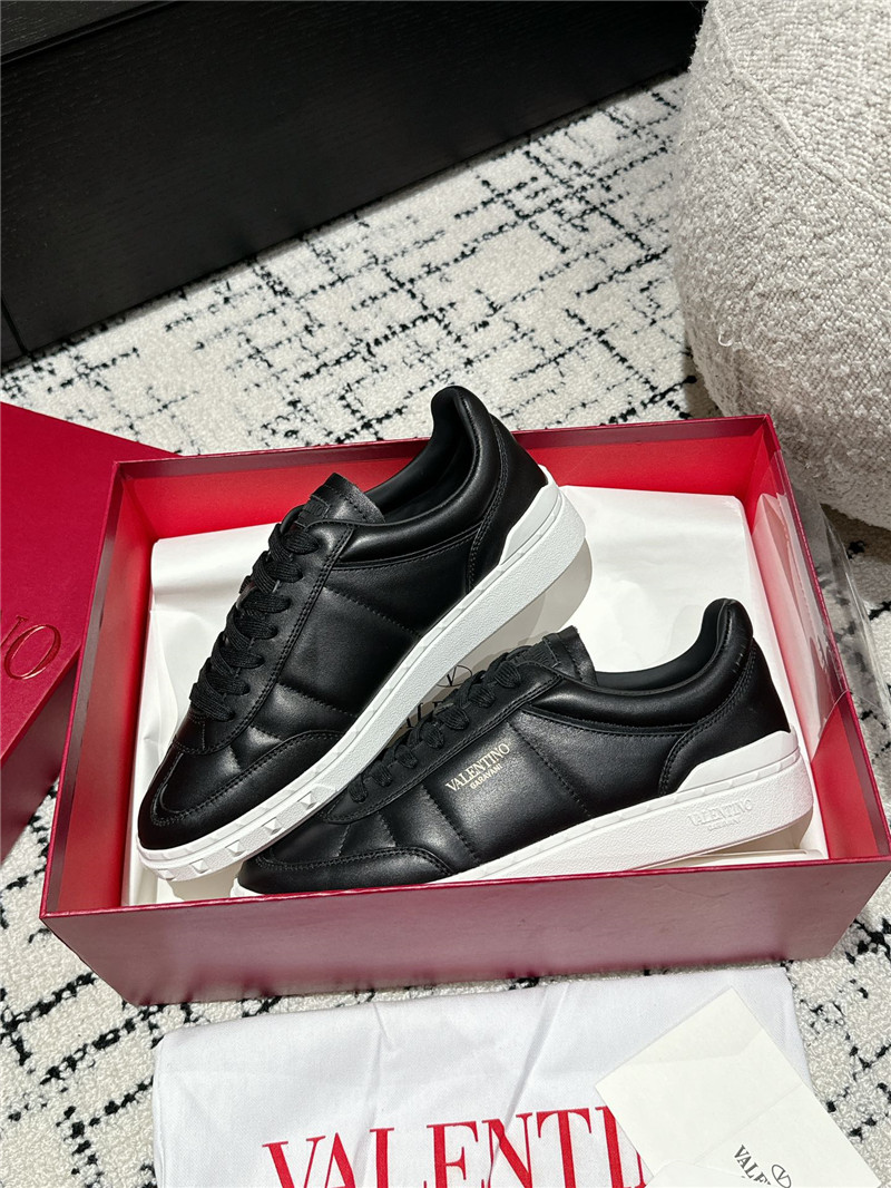 Va1e*ntin0 black leather lace-up sneakers