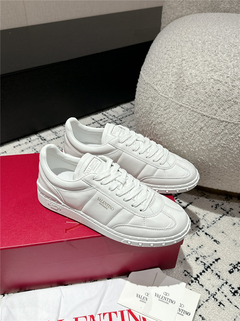 Va1e*ntin0 white leather lace-up sneakers