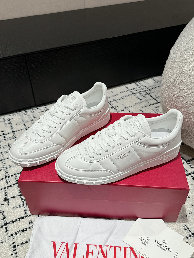 Va1e*ntin0 white leather lace-up sneakers