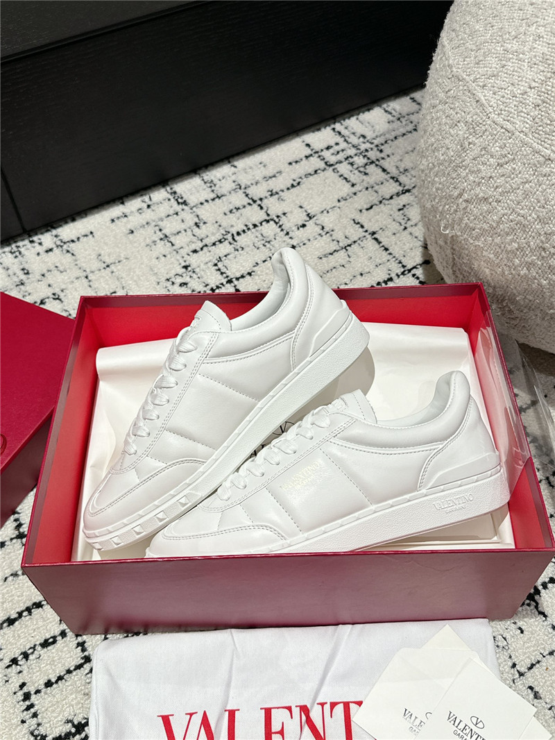Va1e*ntin0 white leather lace-up sneakers